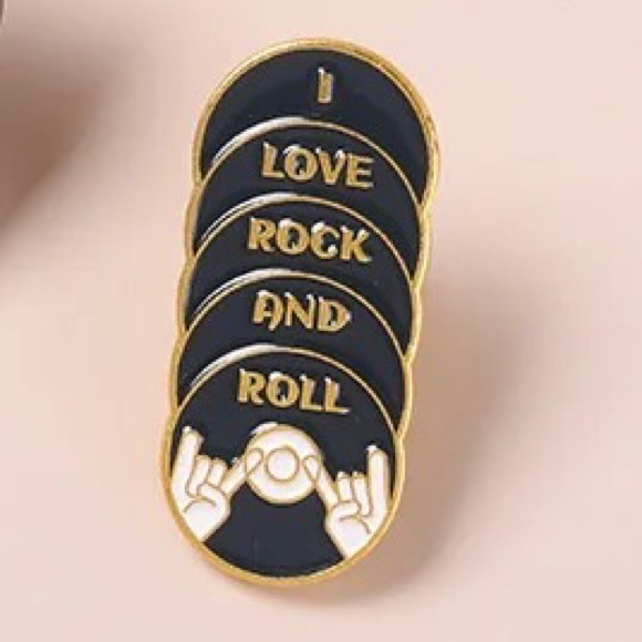 1 LEFT‼️ I Love Rock & Roll Enamel Pin Vinyl Disc Retro Rock Music Lapel Brooch - Picture 3 of 6